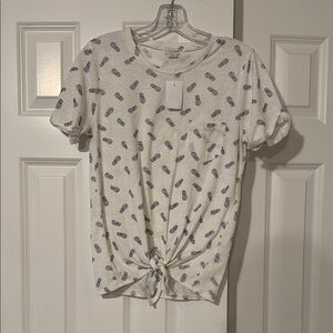 J crew white shirt with blue pineapples size xs
